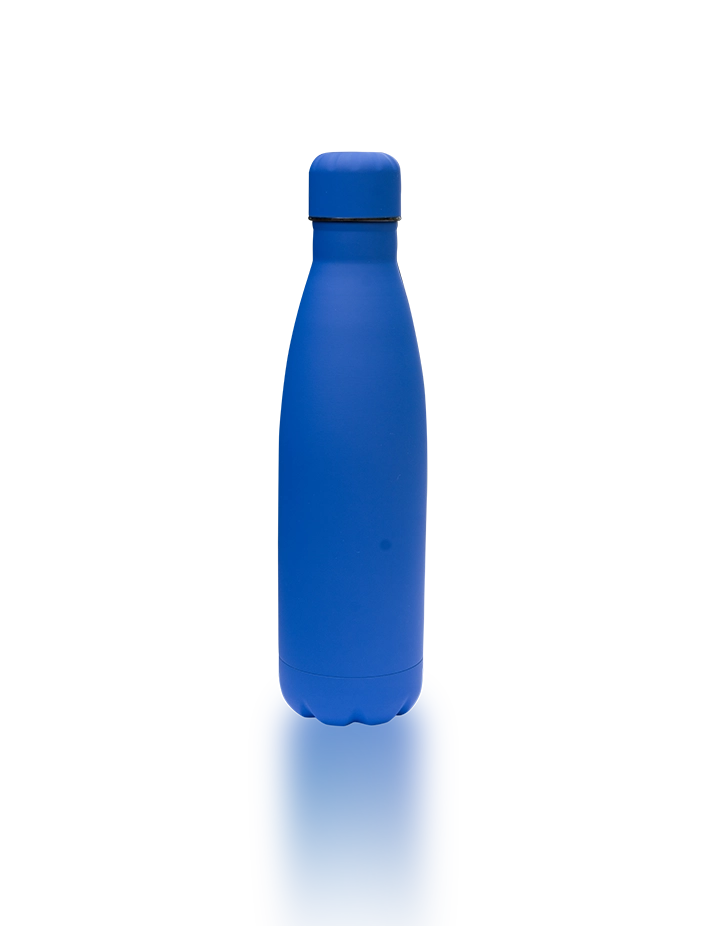 Blue Matte Water Bottle 500ml – Stainless Steel, Double Wall Insulated, Reusable Sports & Travel Bottle